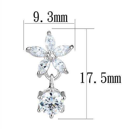 Alamode Rhodium Brass Earrings with AAA Grade CZ in Clear - Alamode - Flyclothing LLC