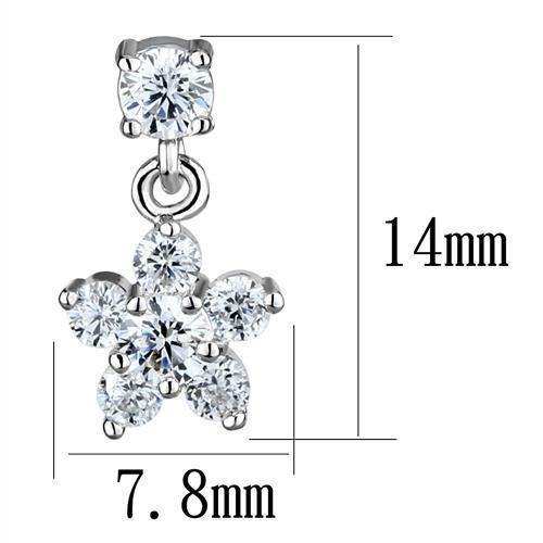 Alamode Rhodium Brass Earrings with AAA Grade CZ in Clear - Alamode - Flyclothing LLC