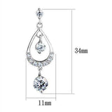 Alamode Rhodium Brass Earrings with AAA Grade CZ in Clear - Alamode - Flyclothing LLC