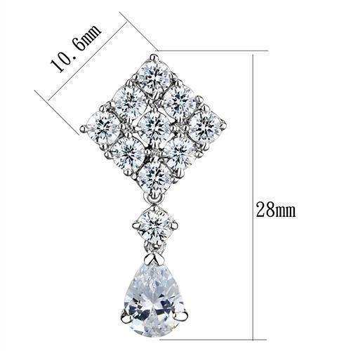Alamode Rhodium Brass Earrings with AAA Grade CZ in Clear - Alamode - Flyclothing LLC