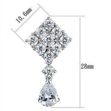 Alamode Rhodium Brass Earrings with AAA Grade CZ in Clear - Alamode - Flyclothing LLC