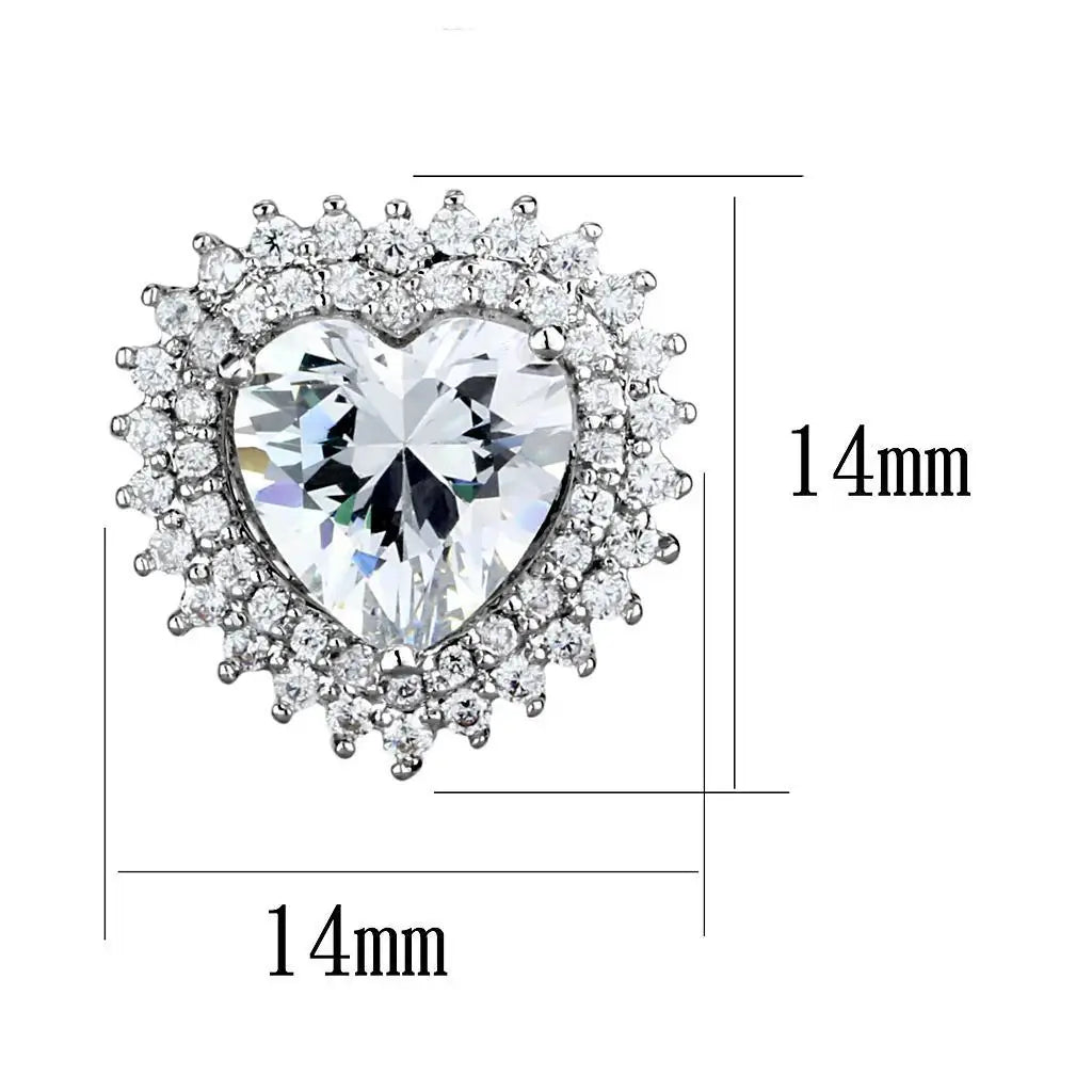 Alamode Rhodium Brass Earrings with AAA Grade CZ in Clear - Alamode - Flyclothing LLC