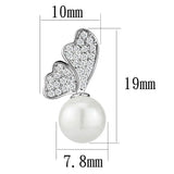 Alamode Rhodium Brass Earrings with Synthetic Pearl in White - Alamode - Flyclothing LLC