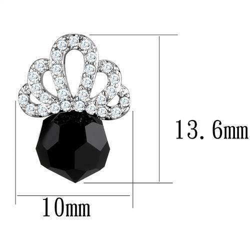 Alamode Rhodium Brass Earrings with AAA Grade CZ in Clear - Alamode - Flyclothing LLC