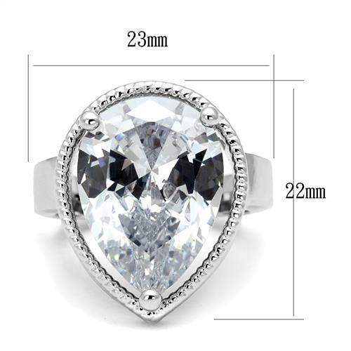 Alamode Rhodium Brass Ring with AAA Grade CZ in Clear - Alamode - Flyclothing LLC