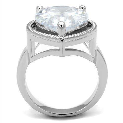 Alamode Rhodium Brass Ring with AAA Grade CZ in Clear - Alamode - Flyclothing LLC