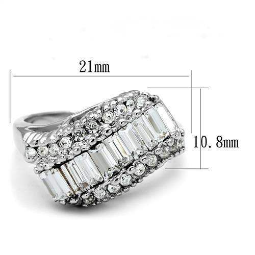 Alamode Rhodium Brass Ring with Top Grade Crystal in Clear - Alamode - Flyclothing LLC