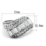 Alamode Rhodium Brass Ring with Top Grade Crystal in Clear - Alamode - Flyclothing LLC