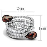 Alamode Rhodium Brass Ring with AAA Grade CZ in Clear - Alamode - Flyclothing LLC