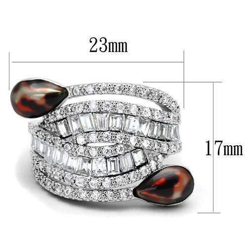Alamode Rhodium Brass Ring with AAA Grade CZ in Clear - Alamode - Flyclothing LLC
