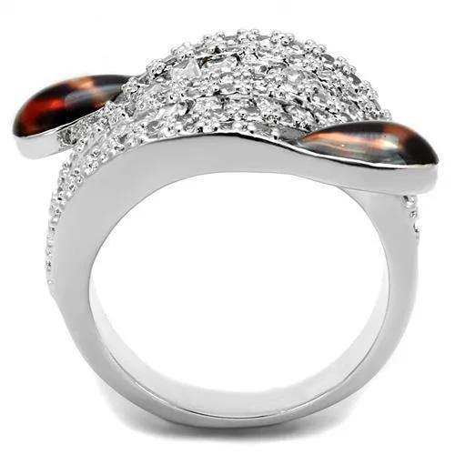 Alamode Rhodium Brass Ring with AAA Grade CZ in Clear - Alamode - Flyclothing LLC