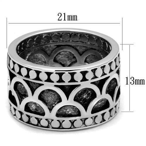 Alamode Rhodium Brass Ring with Epoxy in Jet - Alamode - Flyclothing LLC