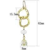 Alamode Gold Brass Earrings with Semi-Precious Pearl in White - Alamode - Flyclothing LLC