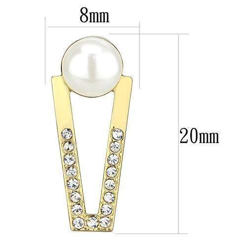 Alamode Gold Brass Earrings with Synthetic Pearl in White - Alamode - Flyclothing LLC