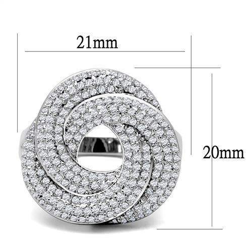 Alamode Rhodium Brass Ring with AAA Grade CZ in Clear - Alamode - Flyclothing LLC