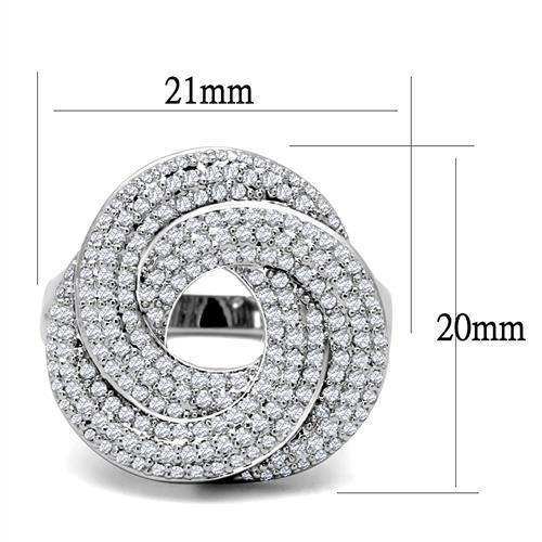 Alamode Rhodium Brass Ring with AAA Grade CZ in Clear - Alamode - Flyclothing LLC