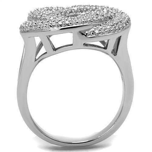 Alamode Rhodium Brass Ring with AAA Grade CZ in Clear - Alamode - Flyclothing LLC