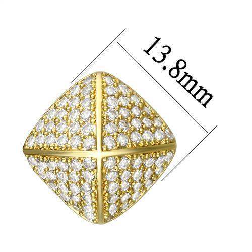 Alamode Gold Brass Earrings with AAA Grade CZ in Clear - Alamode - Flyclothing LLC