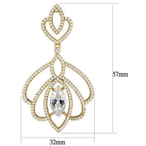Alamode Gold Brass Earrings with AAA Grade CZ in Clear - Alamode - Flyclothing LLC