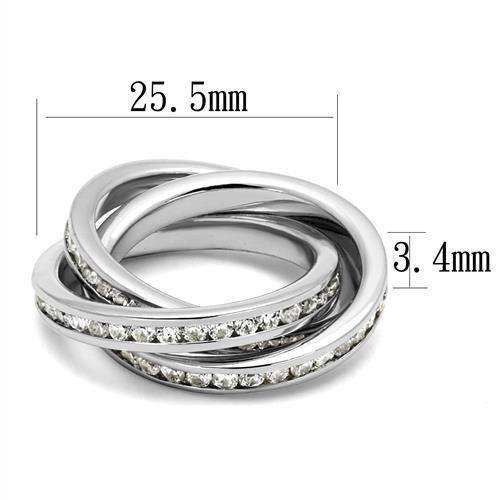 Alamode Rhodium Brass Ring with AAA Grade CZ in Clear - Alamode - Flyclothing LLC