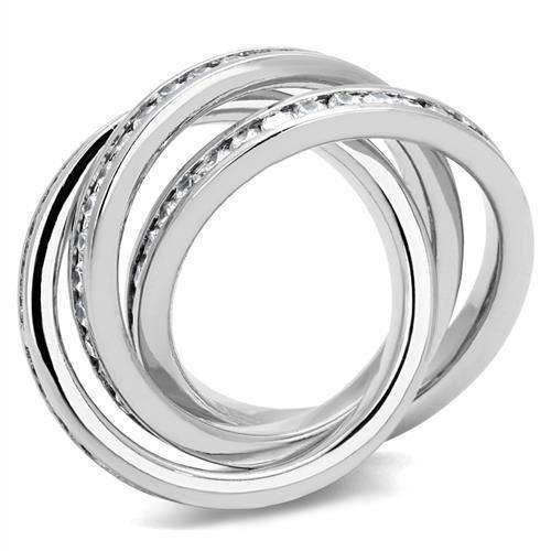 Alamode Rhodium Brass Ring with AAA Grade CZ in Clear - Alamode - Flyclothing LLC