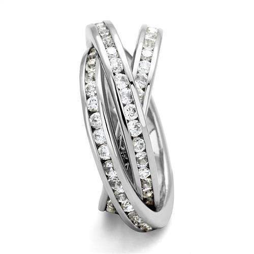 Alamode Rhodium Brass Ring with AAA Grade CZ in Clear - Alamode - Flyclothing LLC
