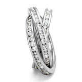 Alamode Rhodium Brass Ring with AAA Grade CZ in Clear - Alamode - Flyclothing LLC