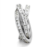 Alamode Rhodium Brass Ring with AAA Grade CZ in Clear - Alamode - Flyclothing LLC