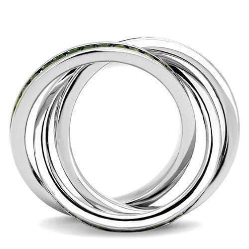 Alamode Rhodium Brass Ring with Synthetic Synthetic Glass in Emerald - Alamode - Flyclothing LLC