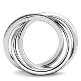 Alamode Rhodium Brass Ring with Synthetic Synthetic Glass in Emerald - Alamode - Flyclothing LLC