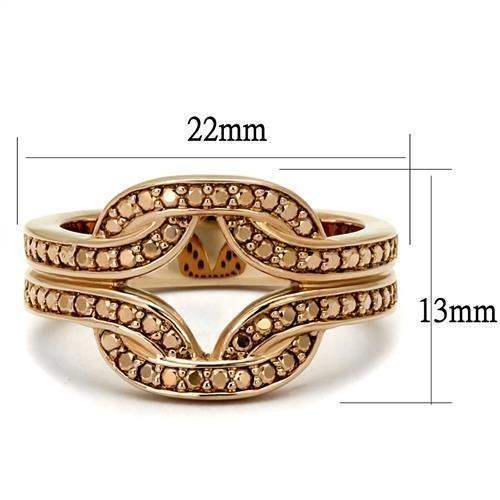 Alamode IP Rose Gold(Ion Plating) Brass Ring with AAA Grade CZ in Metallic Light Gold - Alamode - Flyclothing LLC
