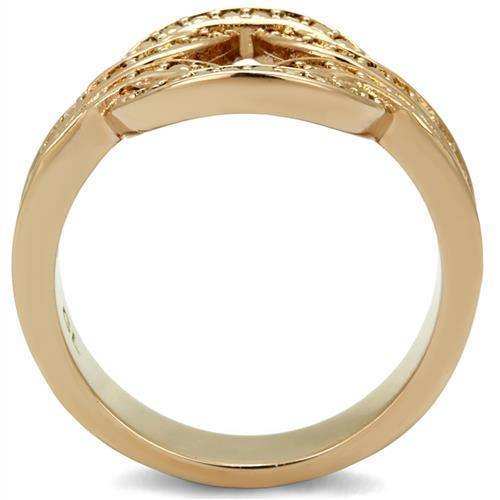 Alamode IP Rose Gold(Ion Plating) Brass Ring with AAA Grade CZ in Metallic Light Gold - Alamode - Flyclothing LLC