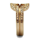 Alamode IP Rose Gold(Ion Plating) Brass Ring with AAA Grade CZ in Metallic Light Gold - Alamode - Flyclothing LLC