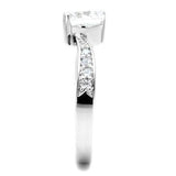 Alamode Rhodium Brass Ring with AAA Grade CZ in Clear - Alamode - Flyclothing LLC