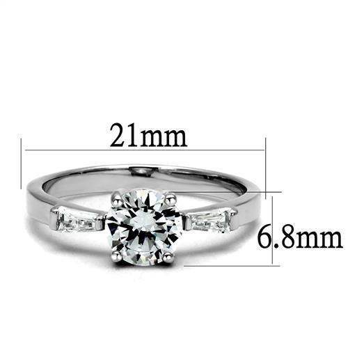 Alamode Rhodium Brass Ring with AAA Grade CZ in Clear - Alamode - Flyclothing LLC