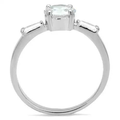 Alamode Rhodium Brass Ring with AAA Grade CZ in Clear - Alamode - Flyclothing LLC