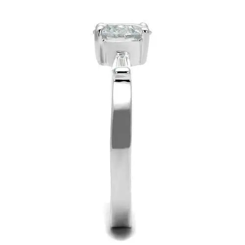 Alamode Rhodium Brass Ring with AAA Grade CZ in Clear - Alamode - Flyclothing LLC