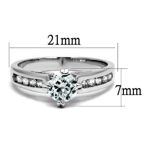 Alamode Rhodium Brass Ring with AAA Grade CZ in Clear - Alamode - Flyclothing LLC