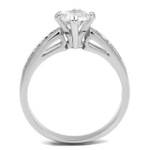 Alamode Rhodium Brass Ring with AAA Grade CZ in Clear - Alamode - Flyclothing LLC