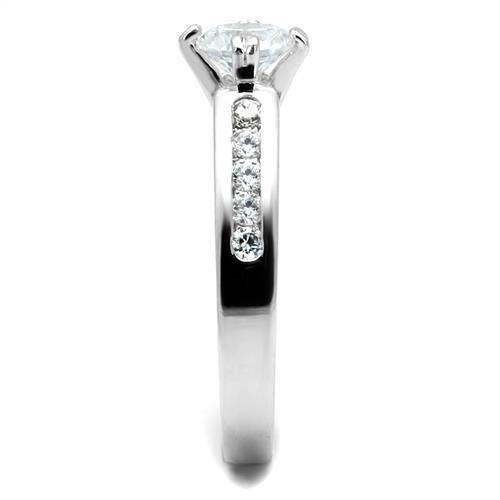 Alamode Rhodium Brass Ring with AAA Grade CZ in Clear - Alamode - Flyclothing LLC