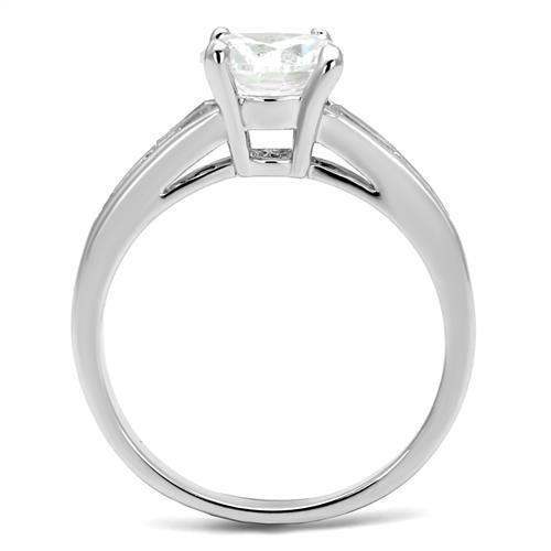 Alamode Rhodium Brass Ring with AAA Grade CZ in Clear - Alamode - Flyclothing LLC