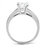 Alamode Rhodium Brass Ring with AAA Grade CZ in Clear - Alamode