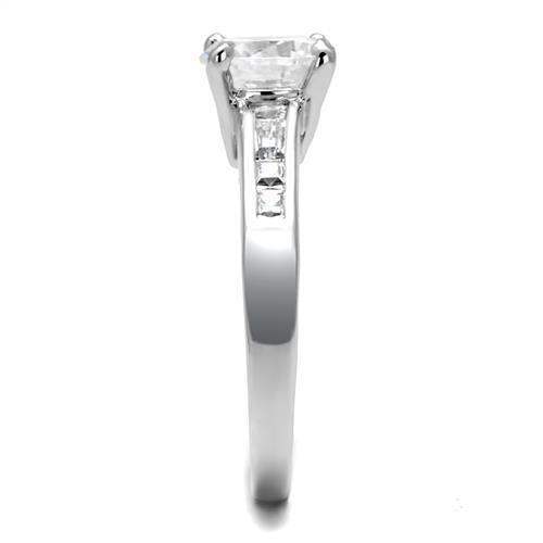 Alamode Rhodium Brass Ring with AAA Grade CZ in Clear - Alamode - Flyclothing LLC