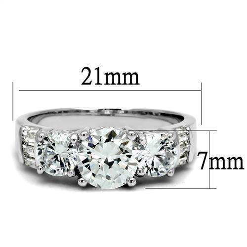 Alamode Rhodium Brass Ring with AAA Grade CZ in Clear - Alamode - Flyclothing LLC