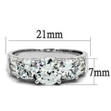 Alamode Rhodium Brass Ring with AAA Grade CZ in Clear - Alamode