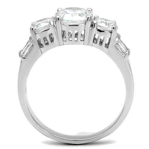 Alamode Rhodium Brass Ring with AAA Grade CZ in Clear - Alamode - Flyclothing LLC