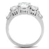 Alamode Rhodium Brass Ring with AAA Grade CZ in Clear - Alamode