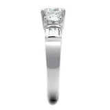 Alamode Rhodium Brass Ring with AAA Grade CZ in Clear - Alamode