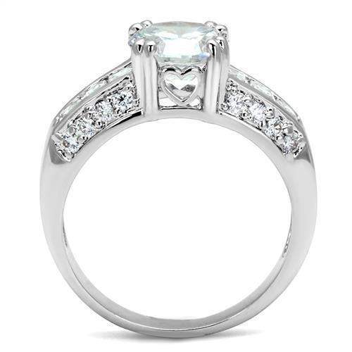 Alamode Rhodium Brass Ring with AAA Grade CZ in Clear - Alamode - Flyclothing LLC