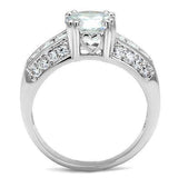 Alamode Rhodium Brass Ring with AAA Grade CZ in Clear - Alamode - Flyclothing LLC